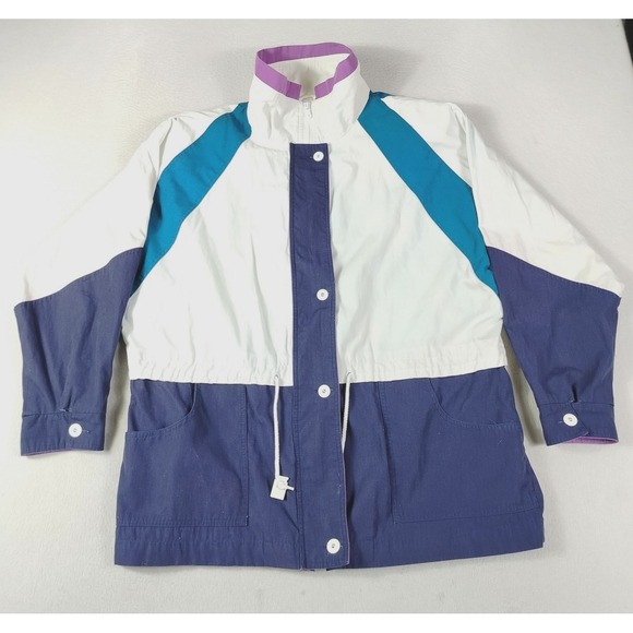 AT EASE Jackets & Blazers - Vintage AT EASE Jacket Mens Large Multicolor Colorblock Windbreaker 80s‎ Retro